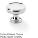 Round Fluted Door Knob 32mm Diameter Polished Chrome Retro Cupboard Pull Handle 1
