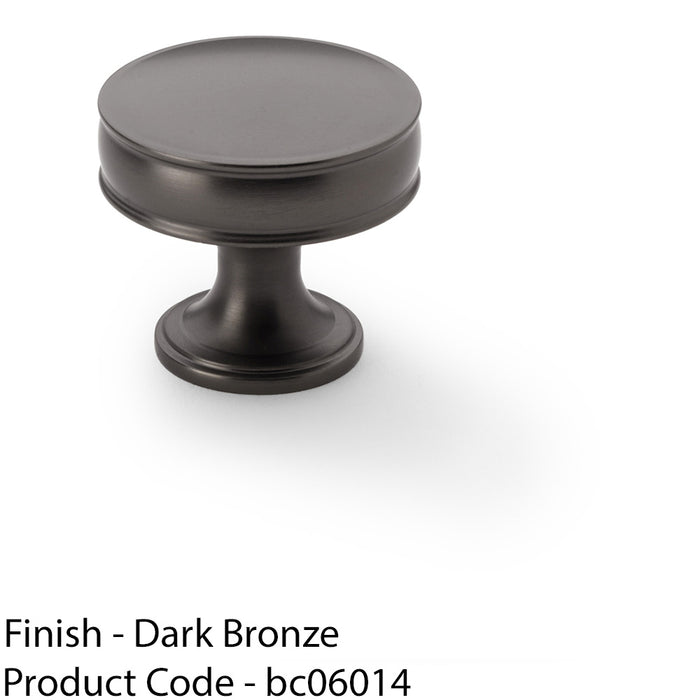 Round Fluted Door Knob - 38mm Diameter Dark Bronze Retro Cupboard Pull Handle 1