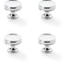 4 PACK Round Fluted Door Knob 38mm Polished Chrome Retro Cupboard Pull Handle