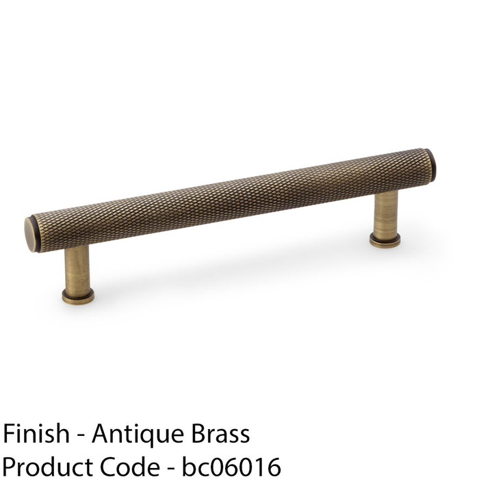 Knurled T Bar Pull Handle - Antique Brass - 128mm Centres Premium Drawer Door 1