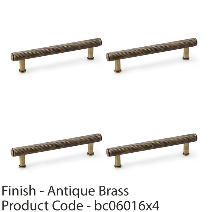 4 PACK Knurled T Bar Pull Handle Antique Brass 128mm Centres Premium Drawer Door 1