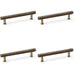 4 PACK Knurled T Bar Pull Handle Antique Brass 128mm Centres Premium Drawer Door