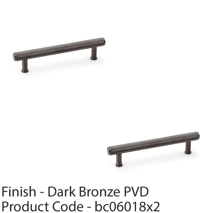 2 PACK Knurled T Bar Pull Handle Dark Bronze 128mm Centres Premium Drawer Door 1