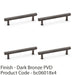 4 PACK Knurled T Bar Pull Handle Dark Bronze 128mm Centres Premium Drawer Door 1