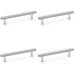 4x Knurled T Bar Pull Handle Polished Chrome 128mm Centres Premium Drawer Door