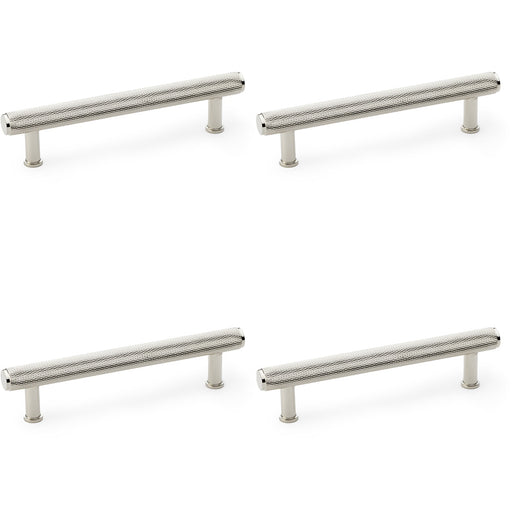 4x Knurled T Bar Pull Handle Polished Nickel 128mm Centres Premium Drawer Door