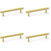 4 PACK Knurled T Bar Pull Handle Satin Brass 128mm Centres Premium Drawer Door
