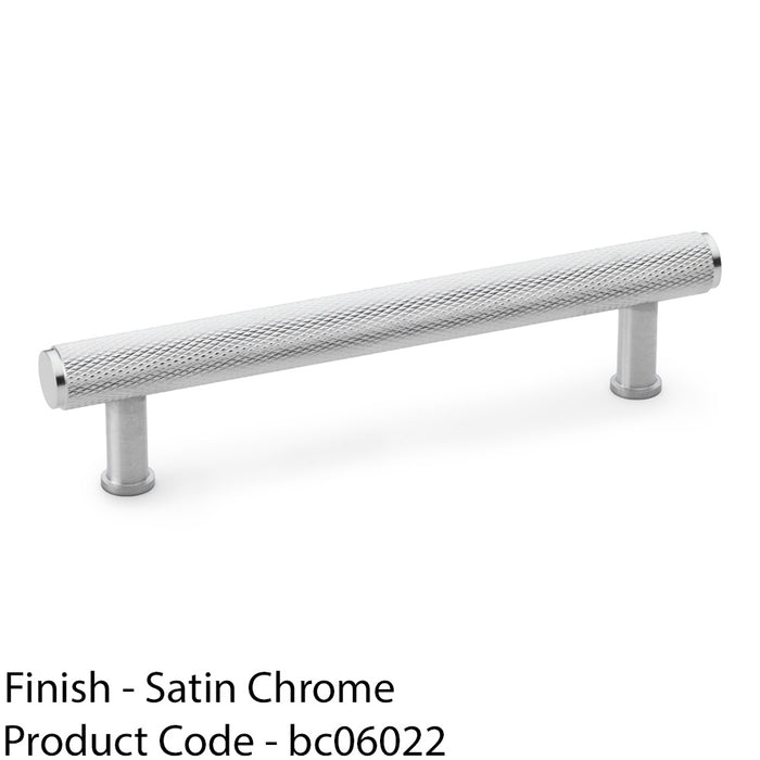 Knurled T Bar Pull Handle - Satin Chrome - 128mm Centres Premium Drawer Door 1