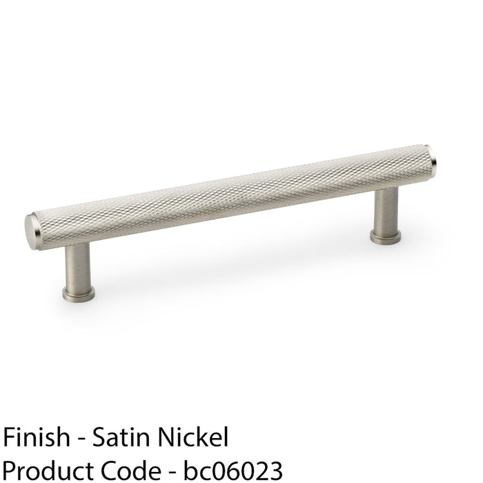 Knurled T Bar Pull Handle - Satin Nickel - 128mm Centres Premium Drawer Door 1