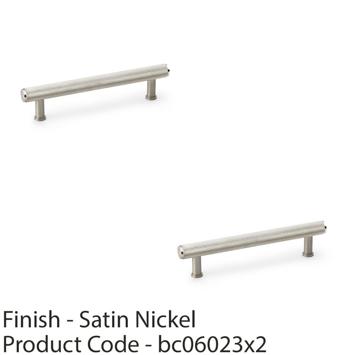 2 PACK Knurled T Bar Pull Handle Satin Nickel 128mm Centres Premium Drawer Door 1