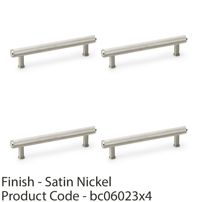 4 PACK Knurled T Bar Pull Handle Satin Nickel 128mm Centres Premium Drawer Door 1