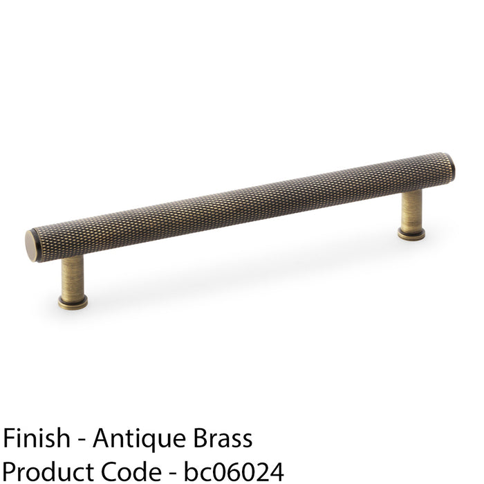 Knurled T Bar Pull Handle - Antique Brass - 160mm Centres Premium Drawer Door 1