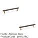 2 PACK Knurled T Bar Pull Handle Antique Brass 160mm Centres Premium Drawer Door 1