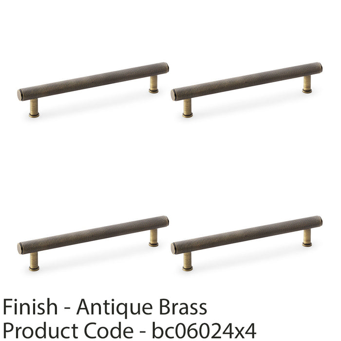 4 PACK Knurled T Bar Pull Handle Antique Brass 160mm Centres Premium Drawer Door 1