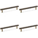 4 PACK Knurled T Bar Pull Handle Antique Brass 160mm Centres Premium Drawer Door