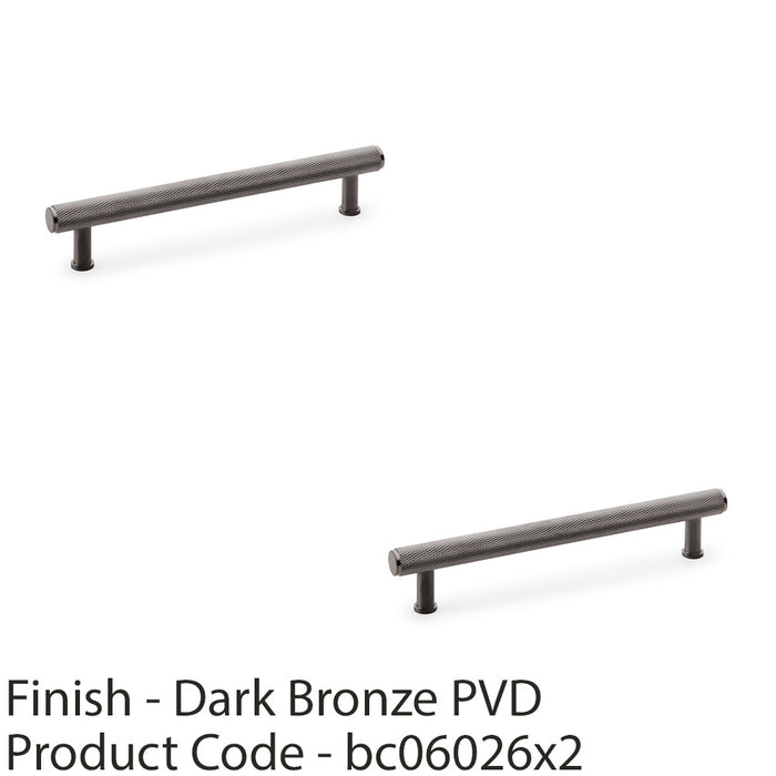 2 PACK Knurled T Bar Pull Handle Dark Bronze 160mm Centres Premium Drawer Door 1