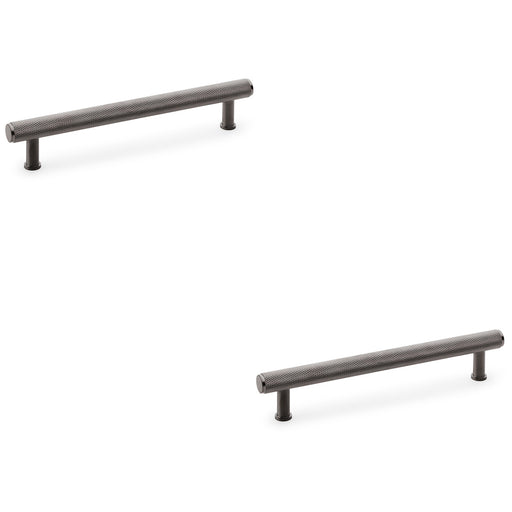 2 PACK Knurled T Bar Pull Handle Dark Bronze 160mm Centres Premium Drawer Door