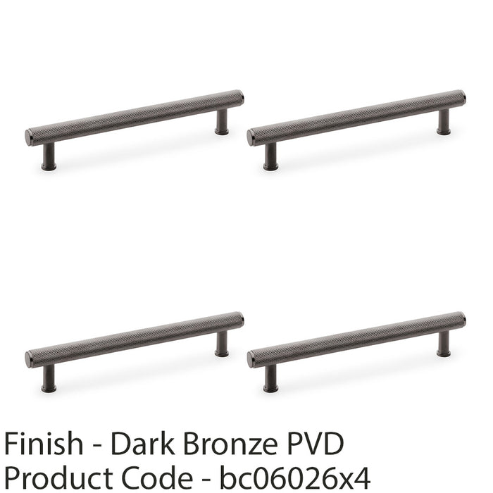 4 PACK Knurled T Bar Pull Handle Dark Bronze 160mm Centres Premium Drawer Door 1