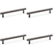 4 PACK Knurled T Bar Pull Handle Dark Bronze 160mm Centres Premium Drawer Door
