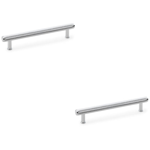 2x Knurled T Bar Pull Handle Polished Chrome 160mm Centres Premium Drawer Door