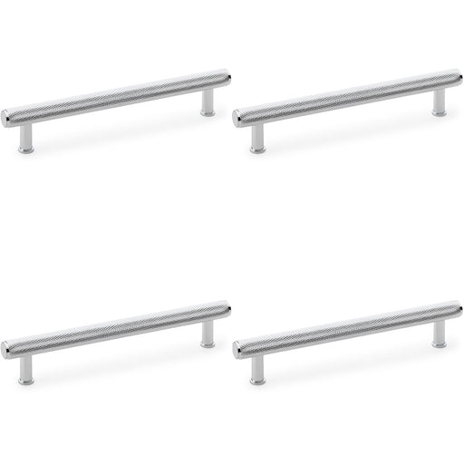 4x Knurled T Bar Pull Handle Polished Chrome 160mm Centres Premium Drawer Door