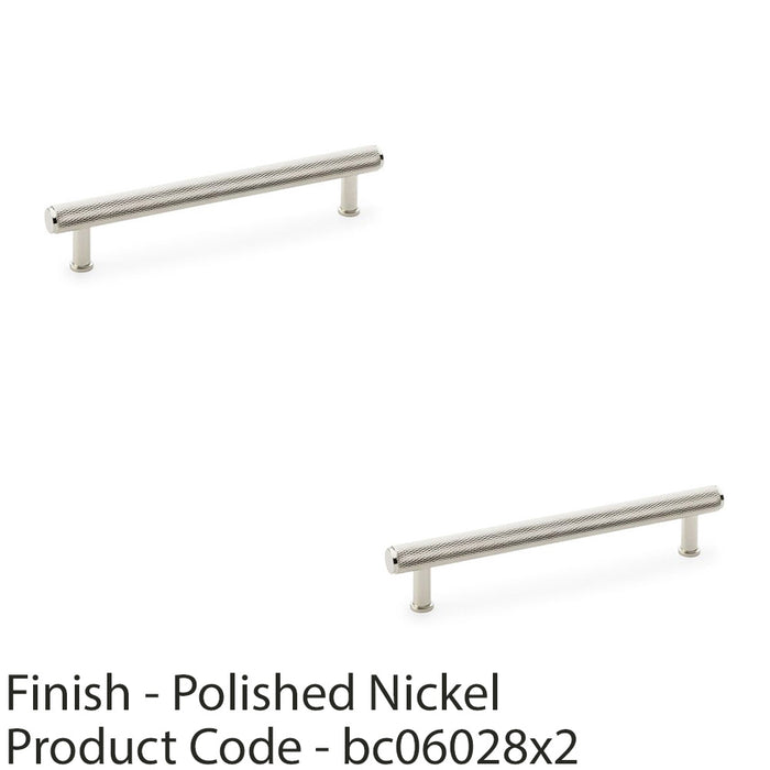 2x Knurled T Bar Pull Handle Polished Nickel 160mm Centres Premium Drawer Door 1