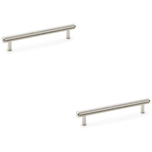 2x Knurled T Bar Pull Handle Polished Nickel 160mm Centres Premium Drawer Door