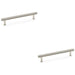 2x Knurled T Bar Pull Handle Polished Nickel 160mm Centres Premium Drawer Door