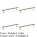 4x Knurled T Bar Pull Handle Polished Nickel 160mm Centres Premium Drawer Door 1