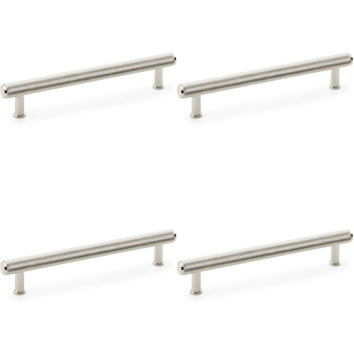 4x Knurled T Bar Pull Handle Polished Nickel 160mm Centres Premium Drawer Door