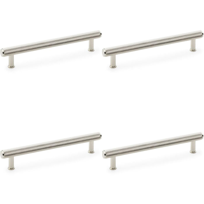 4x Knurled T Bar Pull Handle Polished Nickel 160mm Centres Premium Drawer Door