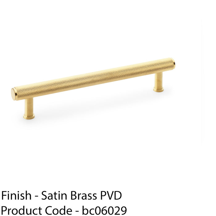Knurled T Bar Pull Handle - Satin Brass - 160mm Centres Premium Drawer Door 1