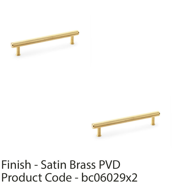 2 PACK Knurled T Bar Pull Handle Satin Brass 160mm Centres Premium Drawer Door 1
