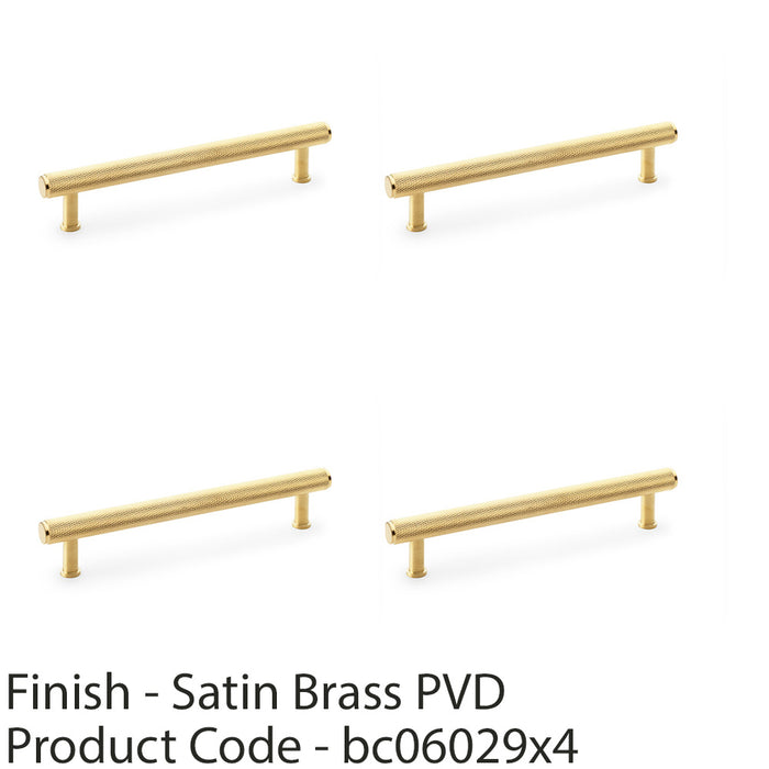 4 PACK Knurled T Bar Pull Handle Satin Brass 160mm Centres Premium Drawer Door 1