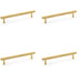 4 PACK Knurled T Bar Pull Handle Satin Brass 160mm Centres Premium Drawer Door