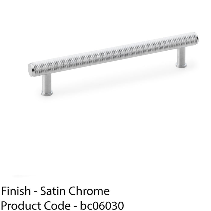Knurled T Bar Pull Handle - Satin Chrome - 160mm Centres Premium Drawer Door 1