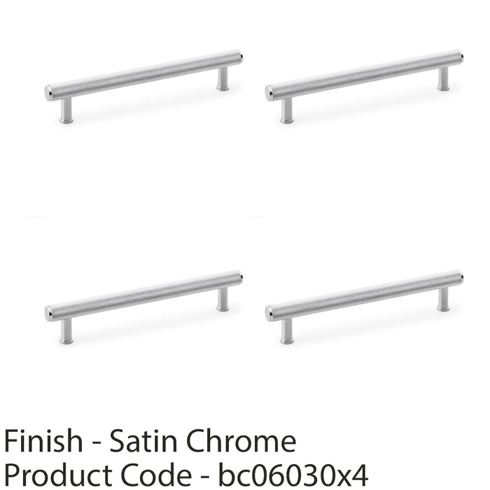 4 PACK Knurled T Bar Pull Handle Satin Chrome 160mm Centres Premium Drawer Door 1