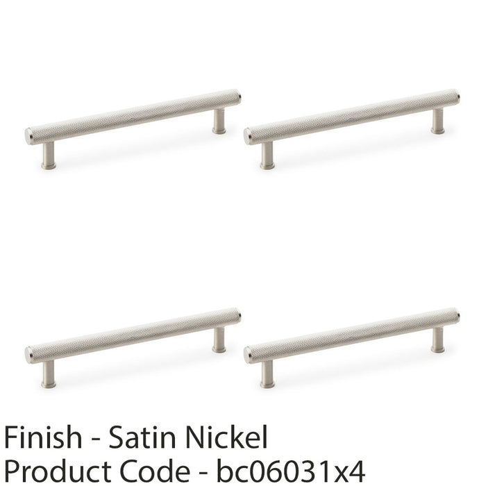 4 PACK Knurled T Bar Pull Handle Satin Nickel 160mm Centres Premium Drawer Door 1
