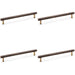 4 PACK Knurled T Bar Pull Handle Antique Brass 224mm Centres Premium Drawer Door