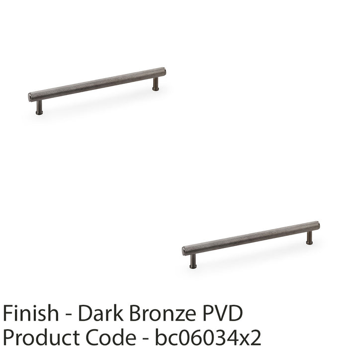 2 PACK Knurled T Bar Pull Handle Dark Bronze 224mm Centres Premium Drawer Door 1