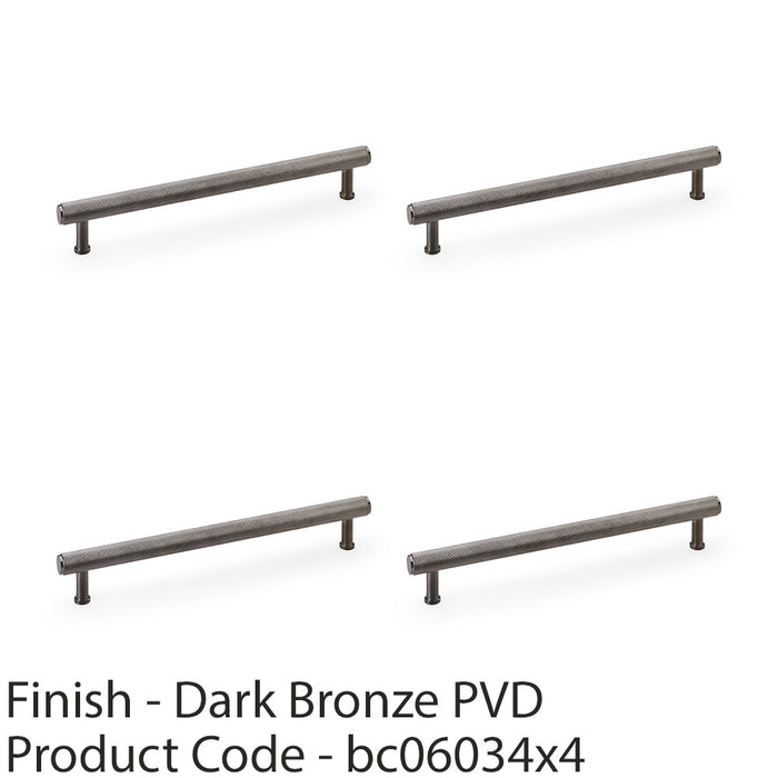 4 PACK Knurled T Bar Pull Handle Dark Bronze 224mm Centres Premium Drawer Door 1