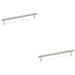 2x Knurled T Bar Pull Handle Polished Nickel 224mm Centres Premium Drawer Door