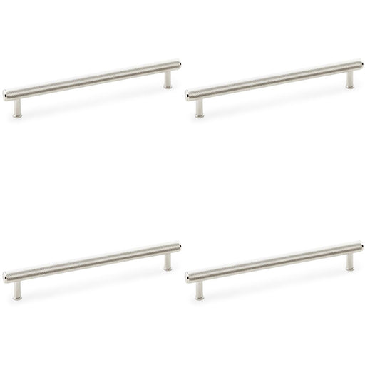 4x Knurled T Bar Pull Handle Polished Nickel 224mm Centres Premium Drawer Door