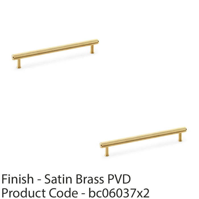 2 PACK Knurled T Bar Pull Handle Satin Brass 224mm Centres Premium Drawer Door 1