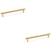 2 PACK Knurled T Bar Pull Handle Satin Brass 224mm Centres Premium Drawer Door