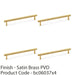4 PACK Knurled T Bar Pull Handle Satin Brass 224mm Centres Premium Drawer Door 1