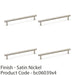 4 PACK Knurled T Bar Pull Handle Satin Nickel 224mm Centres Premium Drawer Door 1