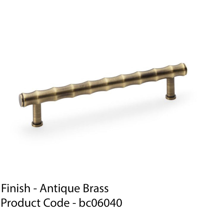 Bamboo T Bar Pull Handle - Antique Brass 128mm Centres SOLID BRASS Drawer Door 1