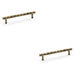 2 PACK Bamboo T Bar Pull Handle Antique Brass 128mm Centres SOLID BRASS Door
