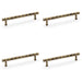 4 PACK Bamboo T Bar Pull Handle Antique Brass 128mm Centres SOLID BRASS Door